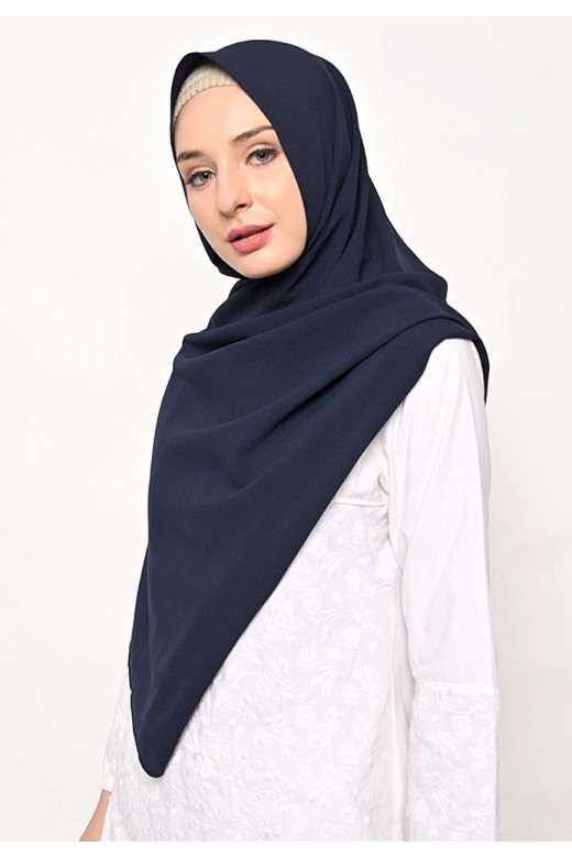 Pasmina Diamond Jahit Tepi Navy